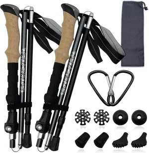 Collapsible Trekking Poles for Hiking & Camping, Hiking Poles Aluminum Alloy 7075, Lightweight Trekking Walking Sticks for Seniors Women Men, 2pc Per Set