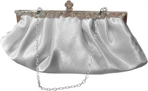 Comeon Satin Clutch Evening Bag for Women Classic Pleated Evening Handbags Purses Party Wedding Cocktail Prom Formal Clutch