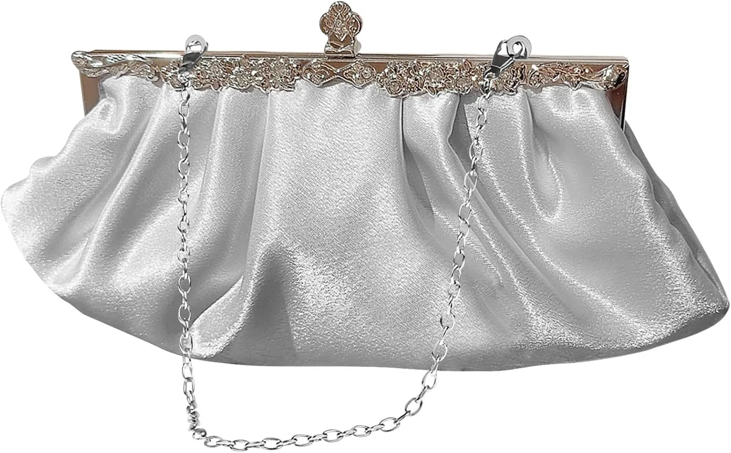 Comeon Satin Clutch Evening Bag for Women Classic Pleated Evening Handbags Purses Party Wedding Cocktail Prom Formal Clutch