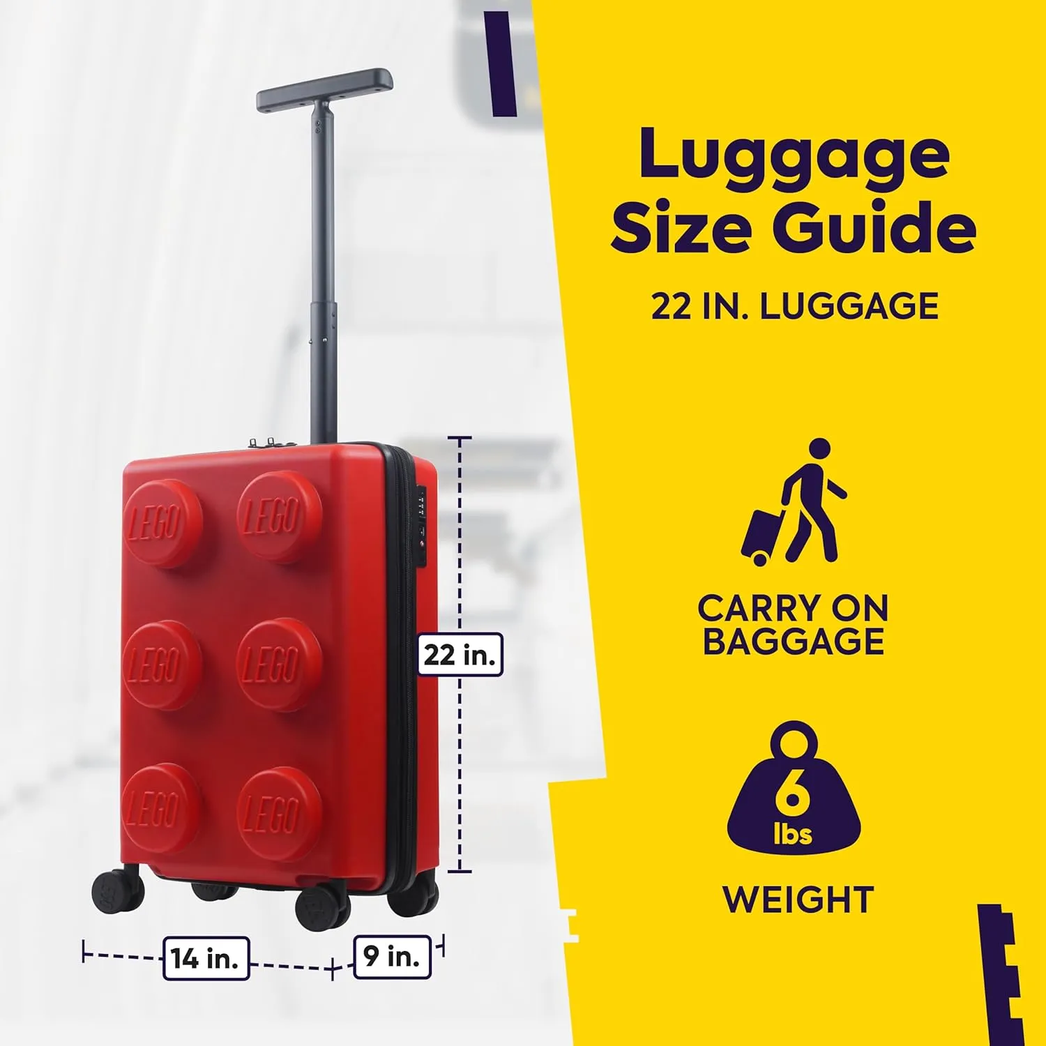 Concept One LEGO 22 Inch Carry On Luggage, Signature Trolley Expandable Hardshell Rolling Suitcase with Spinner Wheels, Red