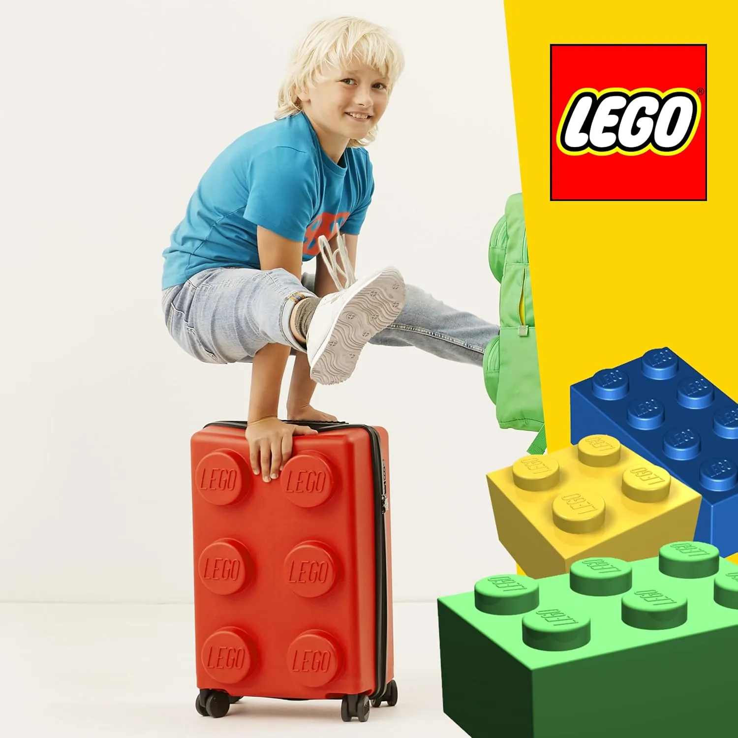 Concept One LEGO 22 Inch Carry On Luggage, Signature Trolley Expandable Hardshell Rolling Suitcase with Spinner Wheels, Red