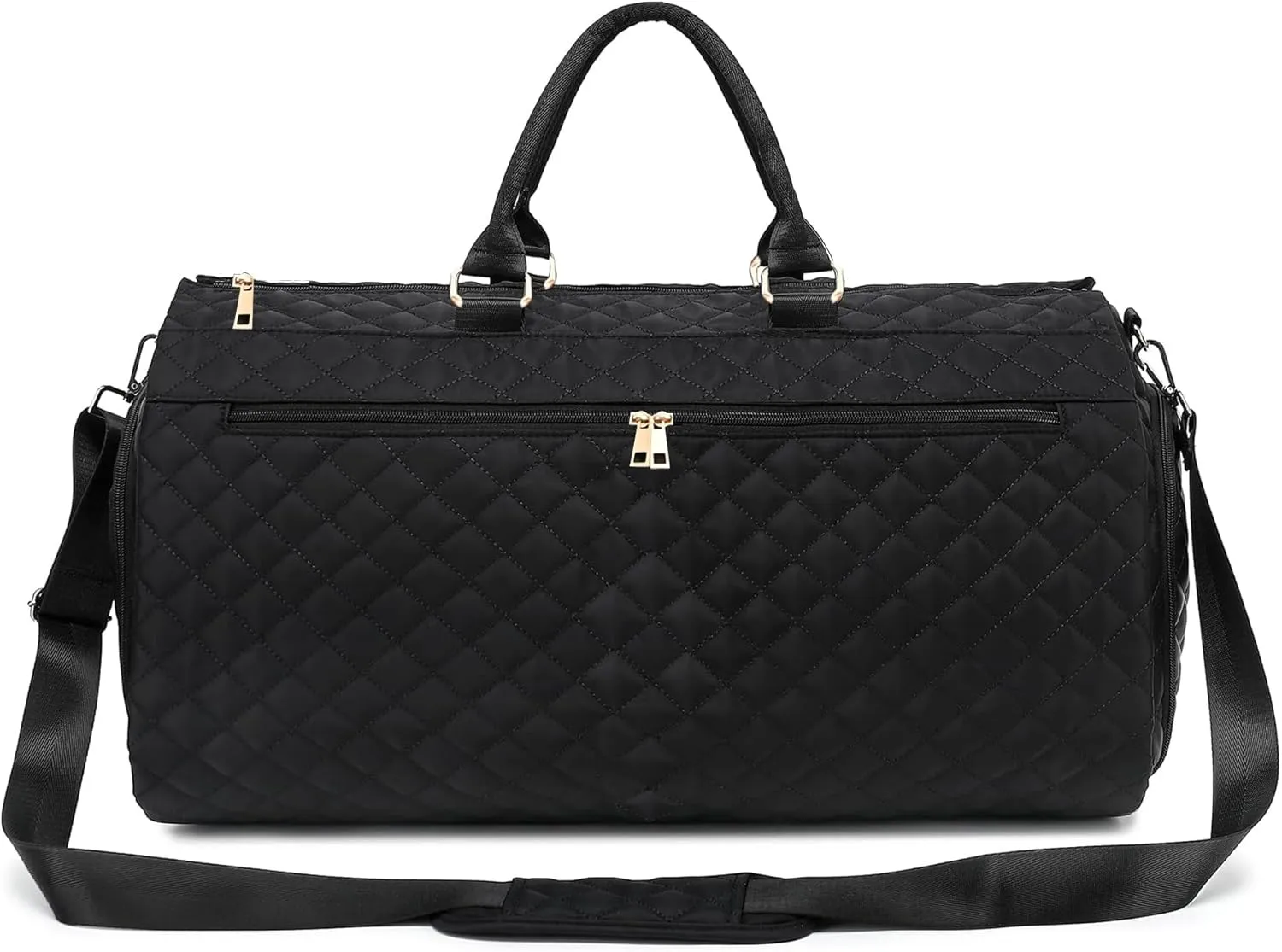 Convertible Carry on Garment Bag for Women with Detachable Strap, Garment Bag for Travel 2 in 1 Hanging Garment Duffle Bag with Shoe Pouch & Toiletry Bag Compartment Overnight Weekender Bag- Black