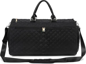 Convertible Carry on Garment Bag for Women with Detachable Strap, Garment Bag for Travel 2 in 1 Hanging Garment Duffle Bag with Shoe Pouch & Toiletry Bag Compartment Overnight Weekender Bag- Black