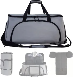 Convertible Duffle Garment Bag, 4 in 1 Garment Bag with Shoulder Strap, Garment Duffle Bags for Travel, Carry on Garment Duffel Bag for Men, Foldable Duffel Suit Bag for Business, Light Grey