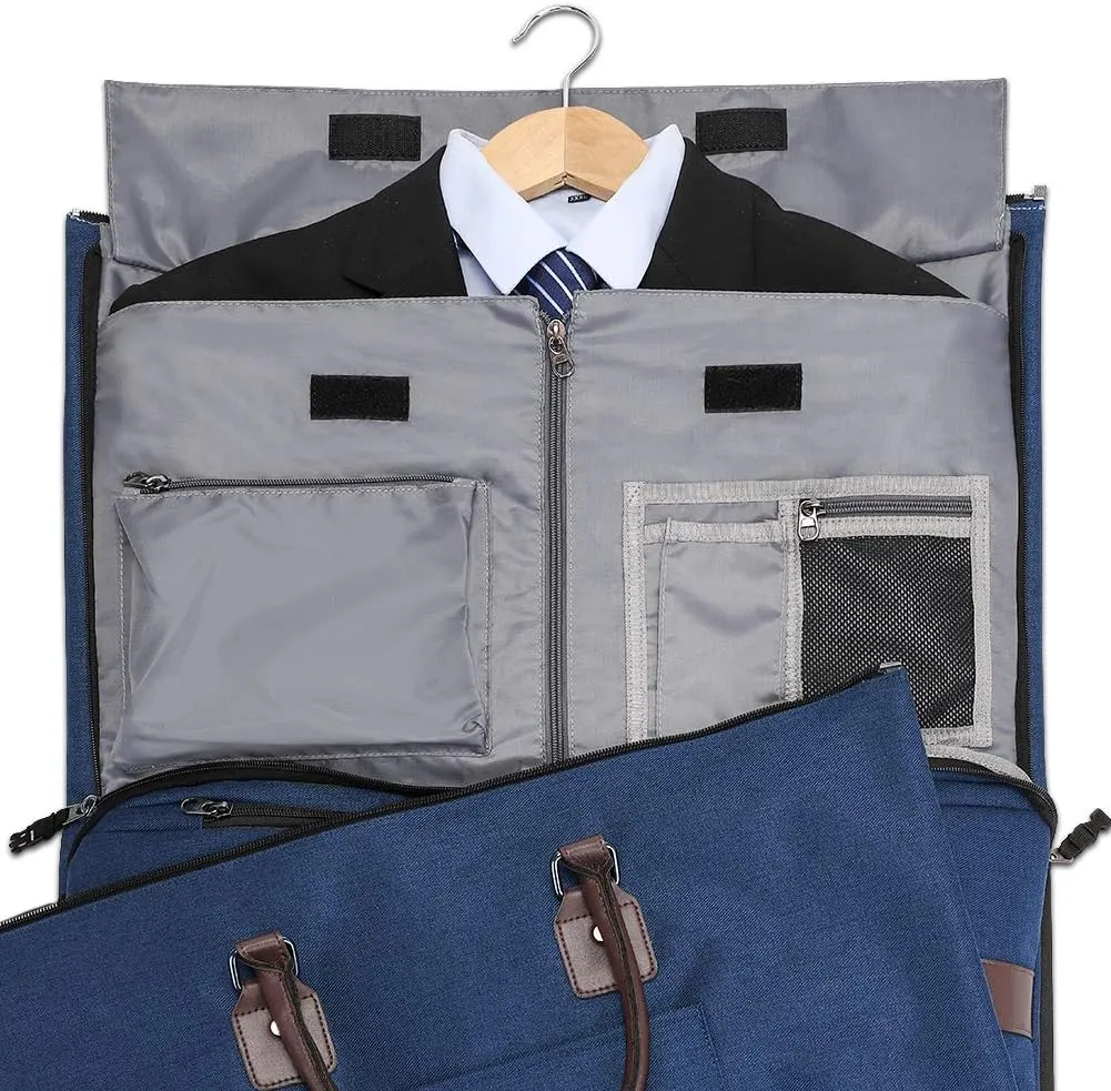 Convertible Garment Bag with Toiletry Bag, Modoker Carry on Garment Duffel Bag for Men Women - 2 in 1 Hanging Suitcase Suit Travel Bags, Blue