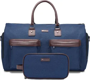 Convertible Garment Bag with Toiletry Bag, Modoker Carry on Garment Duffel Bag for Men Women - 2 in 1 Hanging Suitcase Suit Travel Bags, Blue