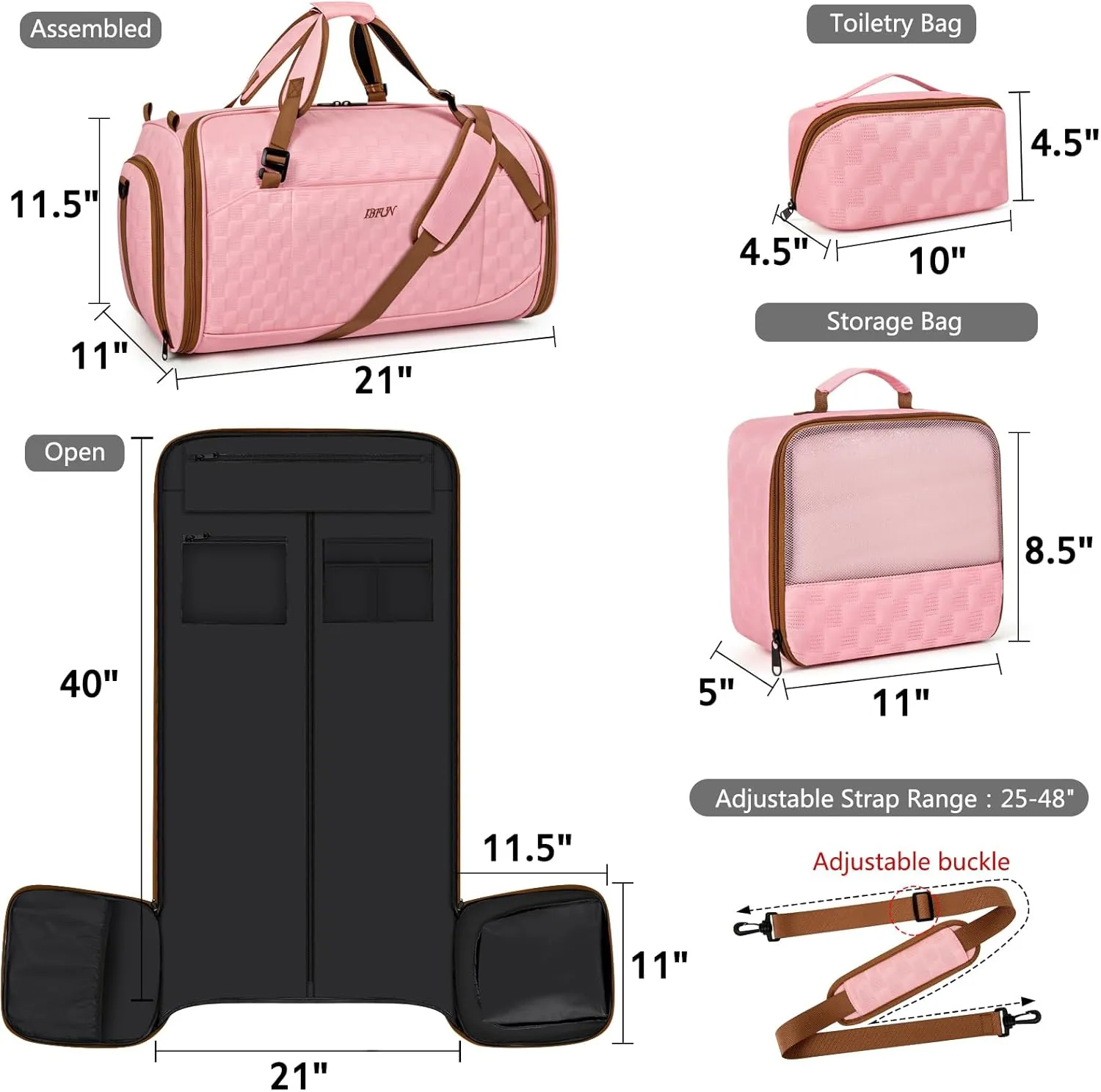 Convertible Garment Bags for Travel - Carry on Garment Duffle Bag with Backpack Straps for Men Women, 4 in 1 Large Travel Duffel Bags with Shoes Compartment Hanging Suit Dress Weekender Bag 3pcs Set
