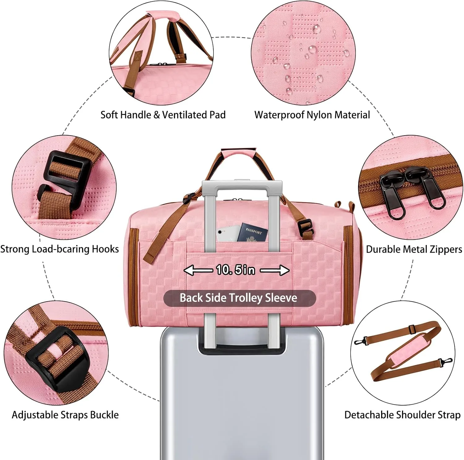 Convertible Garment Bags for Travel - Carry on Garment Duffle Bag with Backpack Straps for Men Women, 4 in 1 Large Travel Duffel Bags with Shoes Compartment Hanging Suit Dress Weekender Bag 3pcs Set