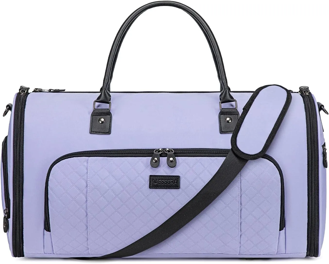 Convertible Garment Bags for Travel, Carry On Garment Duffle Bags for Women, Garment Bag with Shoes Compartment, 2 in 1 Travel Suit Bag with Detachable Shoulder Strap-Purple
