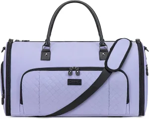 Convertible Garment Bags for Travel, Carry On Garment Duffle Bags for Women, Garment Bag with Shoes Compartment, 2 in 1 Travel Suit Bag with Detachable Shoulder Strap-Purple