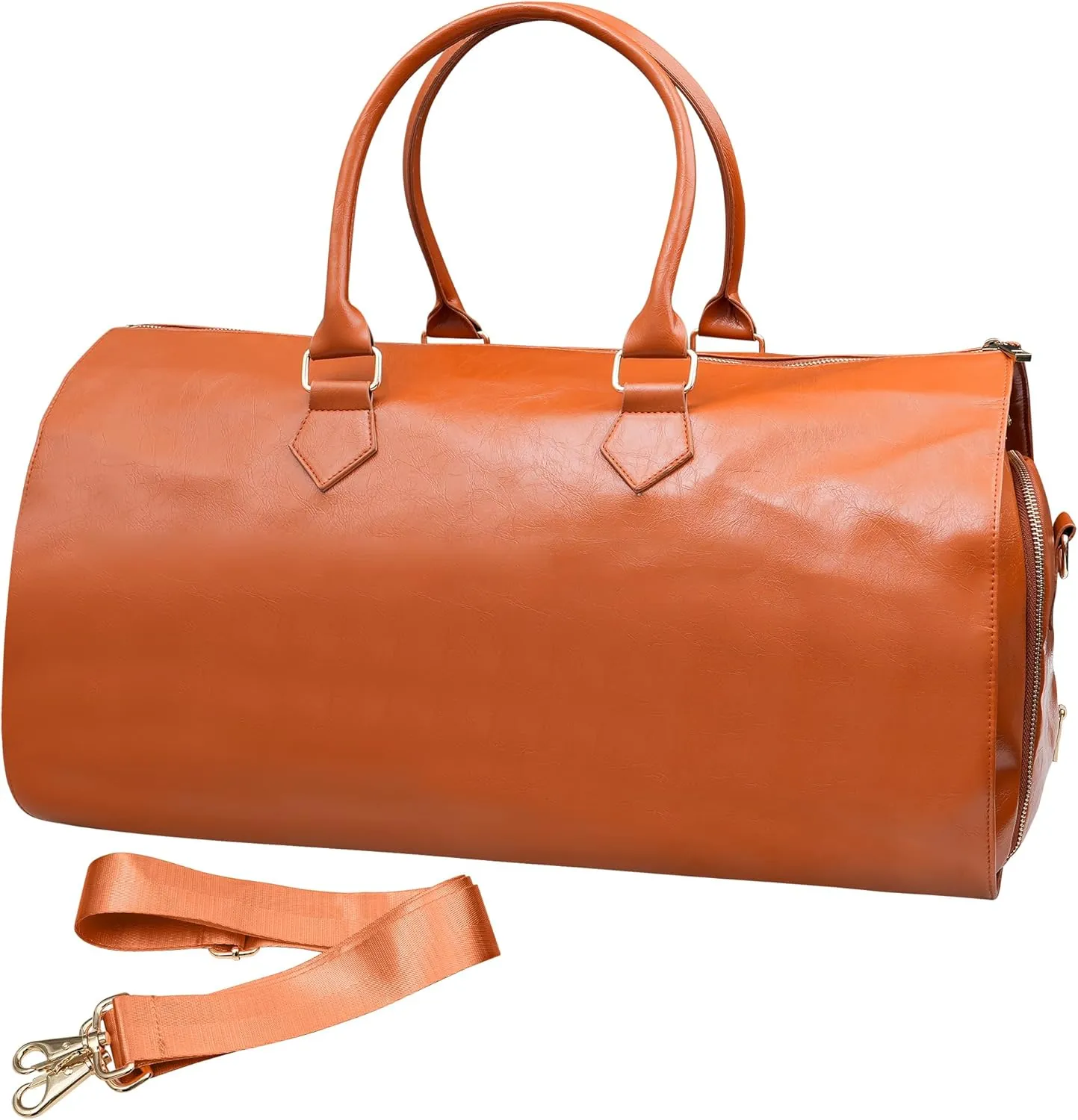 Convertible Garment Travel Bag, Carry on Luggage Duffel Bag for Men Women with Shoulder Strap, 2 in 1 Hanging Suitcase Suit Business Travel Bag Expandable, Shoe Compartment(Orange)