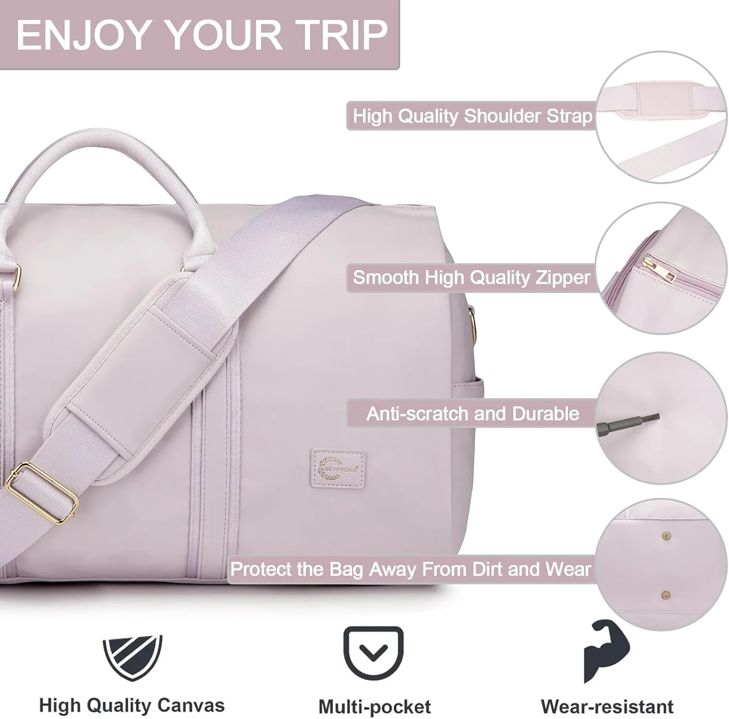 Convertible Garment Travel Bag,Overnight Bag Women Duffle Bag with Shoe Pouch 2 in 1 Hanging Cloting Suit Luggage