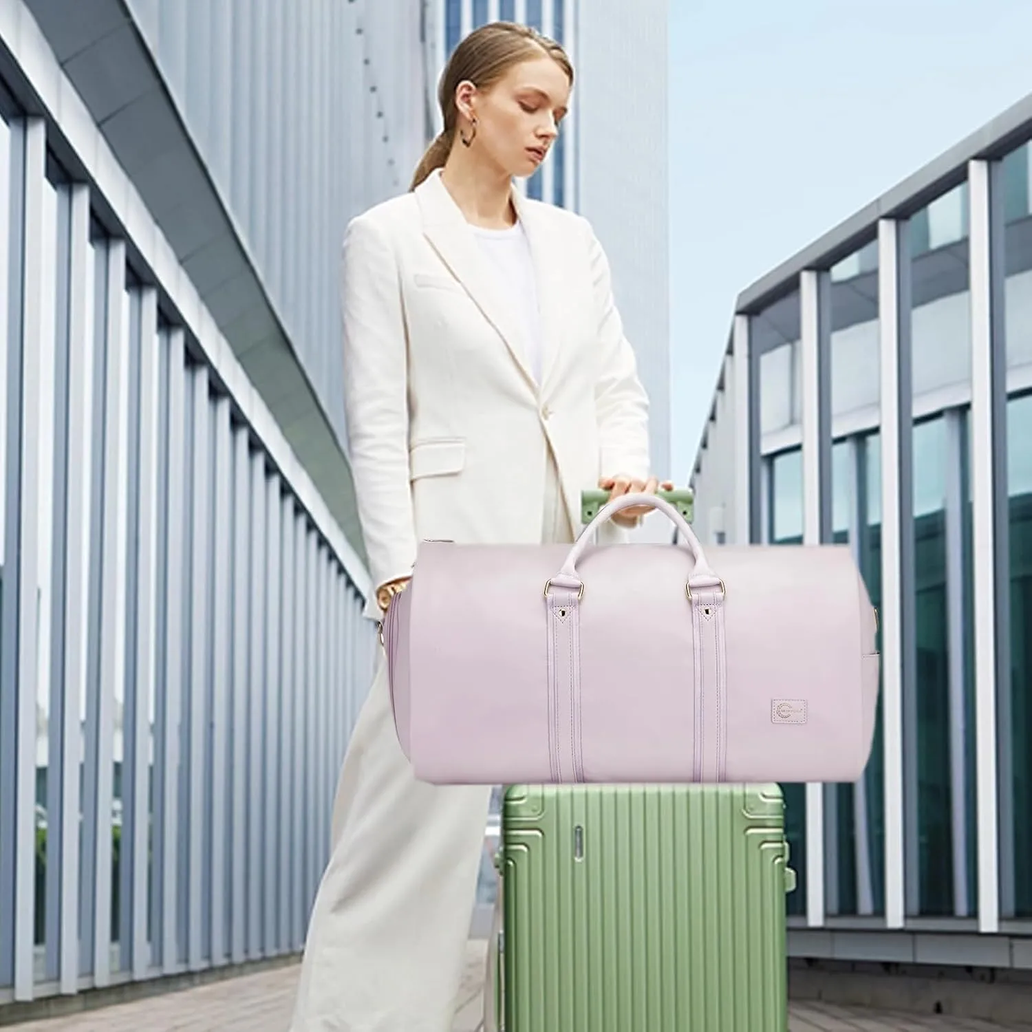 Convertible Garment Travel Bag,Overnight Bag Women Duffle Bag with Shoe Pouch 2 in 1 Hanging Cloting Suit Luggage