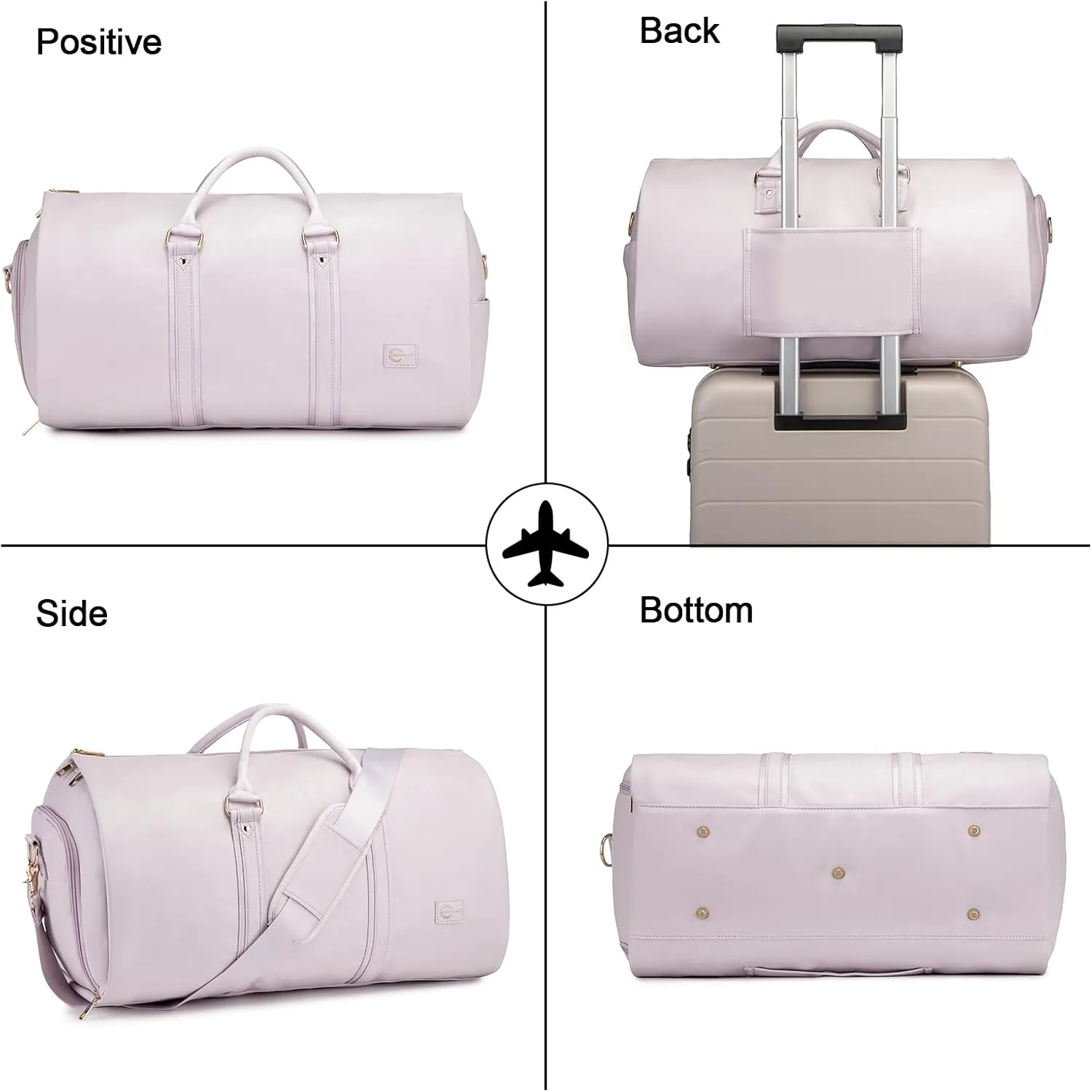 Convertible Garment Travel Bag,Overnight Bag Women Duffle Bag with Shoe Pouch 2 in 1 Hanging Cloting Suit Luggage
