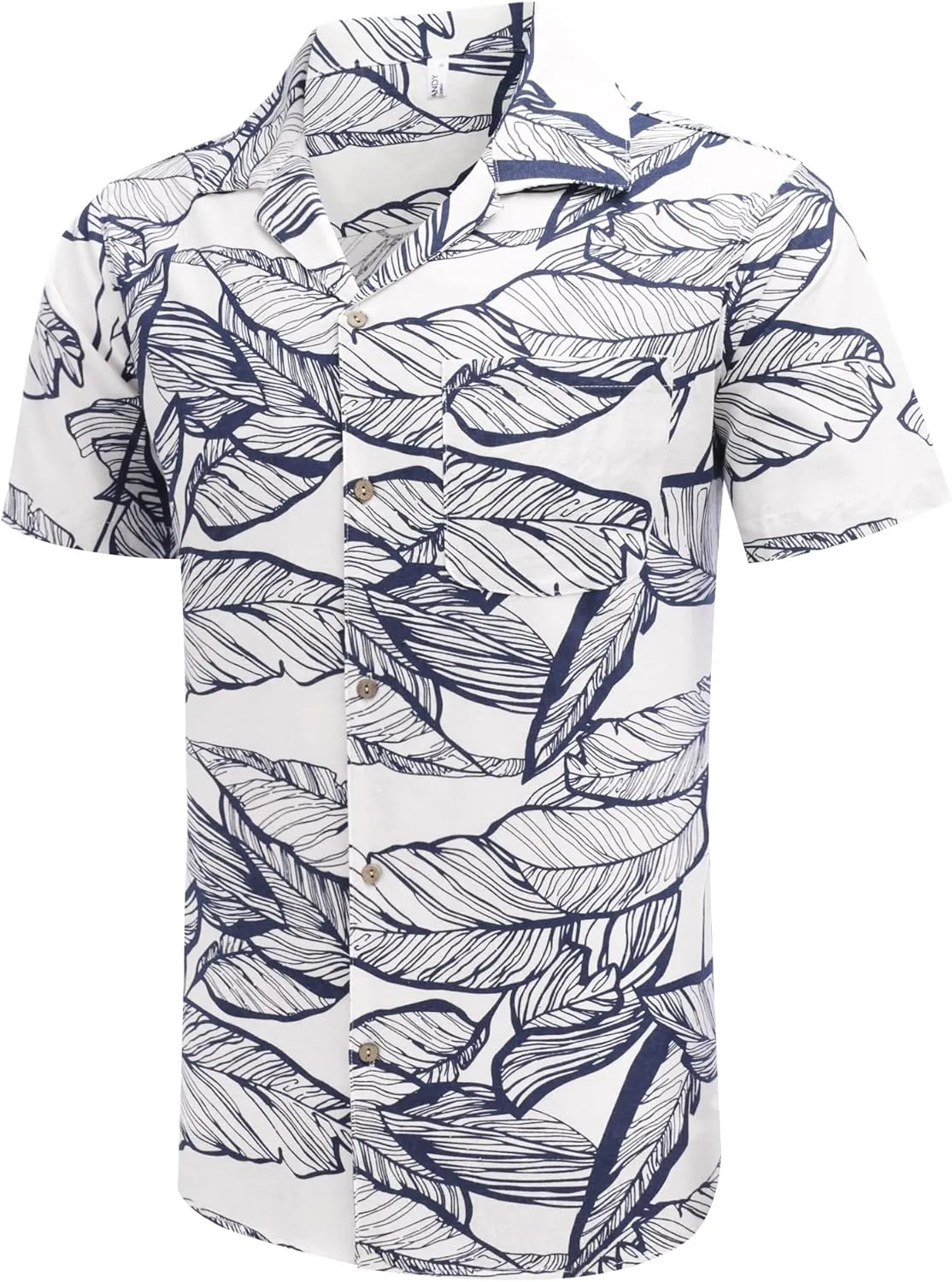 COOFANDY Men's Hawaiian Floral Shirts Cotton Linen Button Down Tropical Holiday Beach Shirts