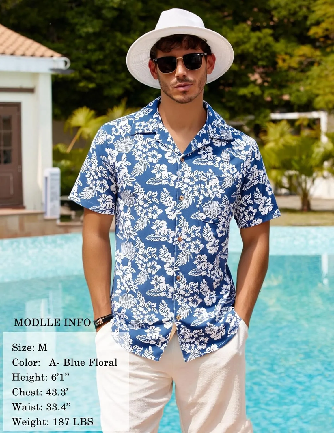 COOFANDY Men's Hawaiian Floral Shirts Cotton Linen Button Down Tropical Holiday Beach Shirts