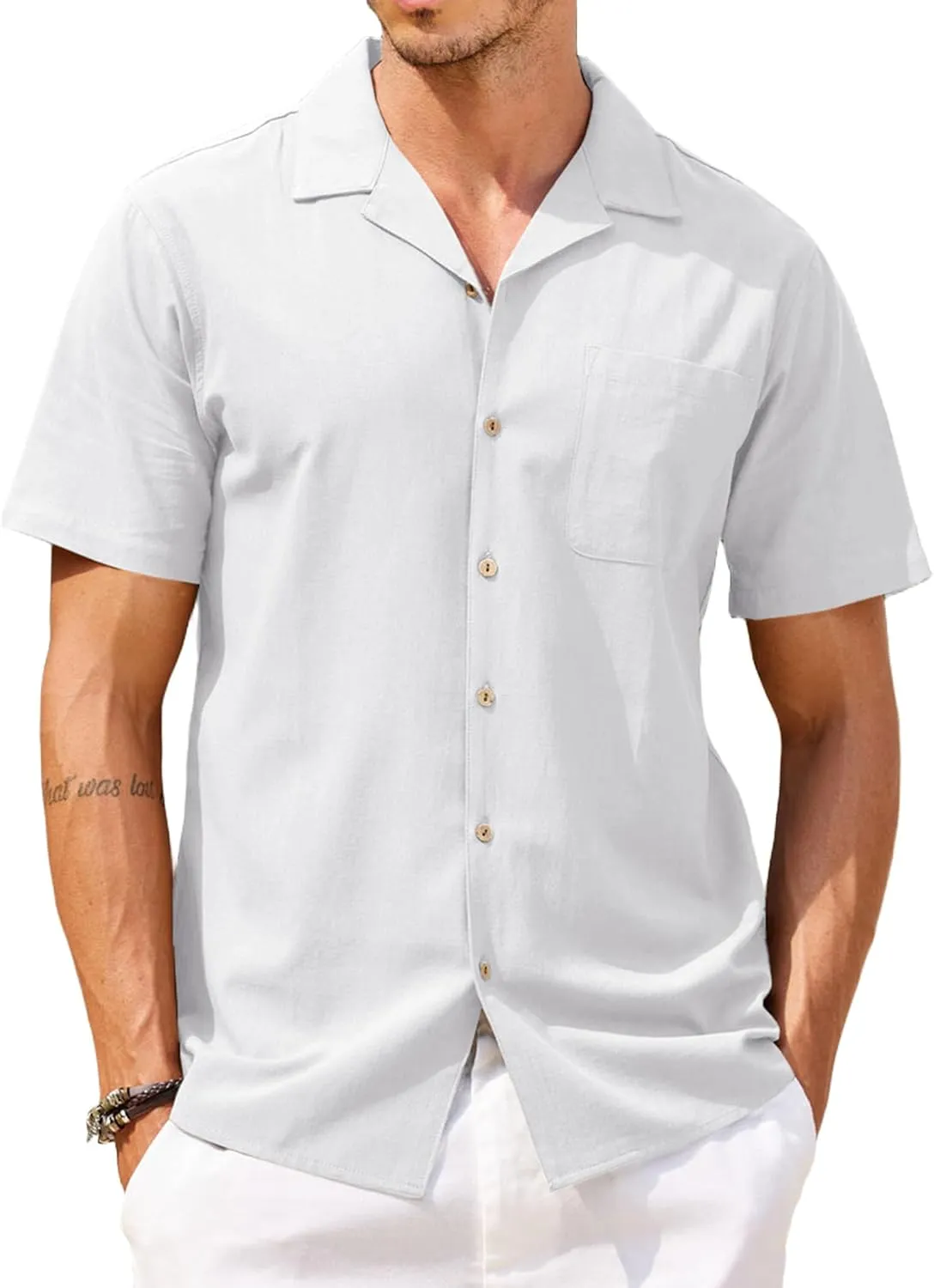 COOFANDY Men's Hawaiian Floral Shirts Cotton Linen Button Down Tropical Holiday Beach Shirts
