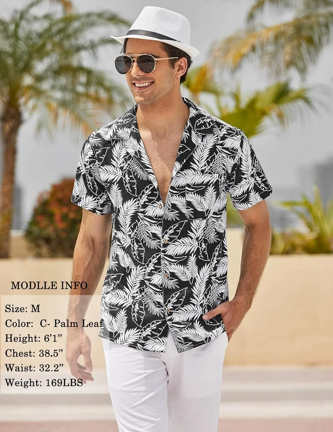 COOFANDY Men's Hawaiian Floral Shirts Cotton Linen Button Down Tropical Holiday Beach Shirts