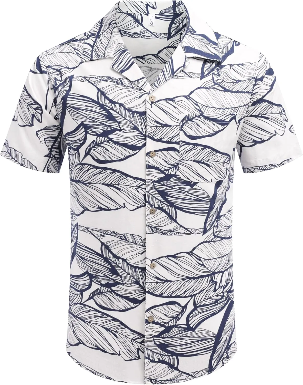COOFANDY Men's Hawaiian Floral Shirts Cotton Linen Button Down Tropical Holiday Beach Shirts