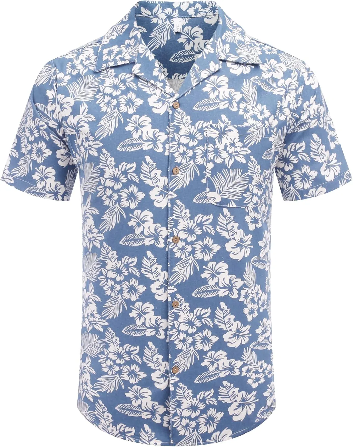 COOFANDY Men's Hawaiian Floral Shirts Cotton Linen Button Down Tropical Holiday Beach Shirts