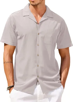 COOFANDY Men's Hawaiian Floral Shirts Cotton Linen Button Down Tropical Holiday Beach Shirts