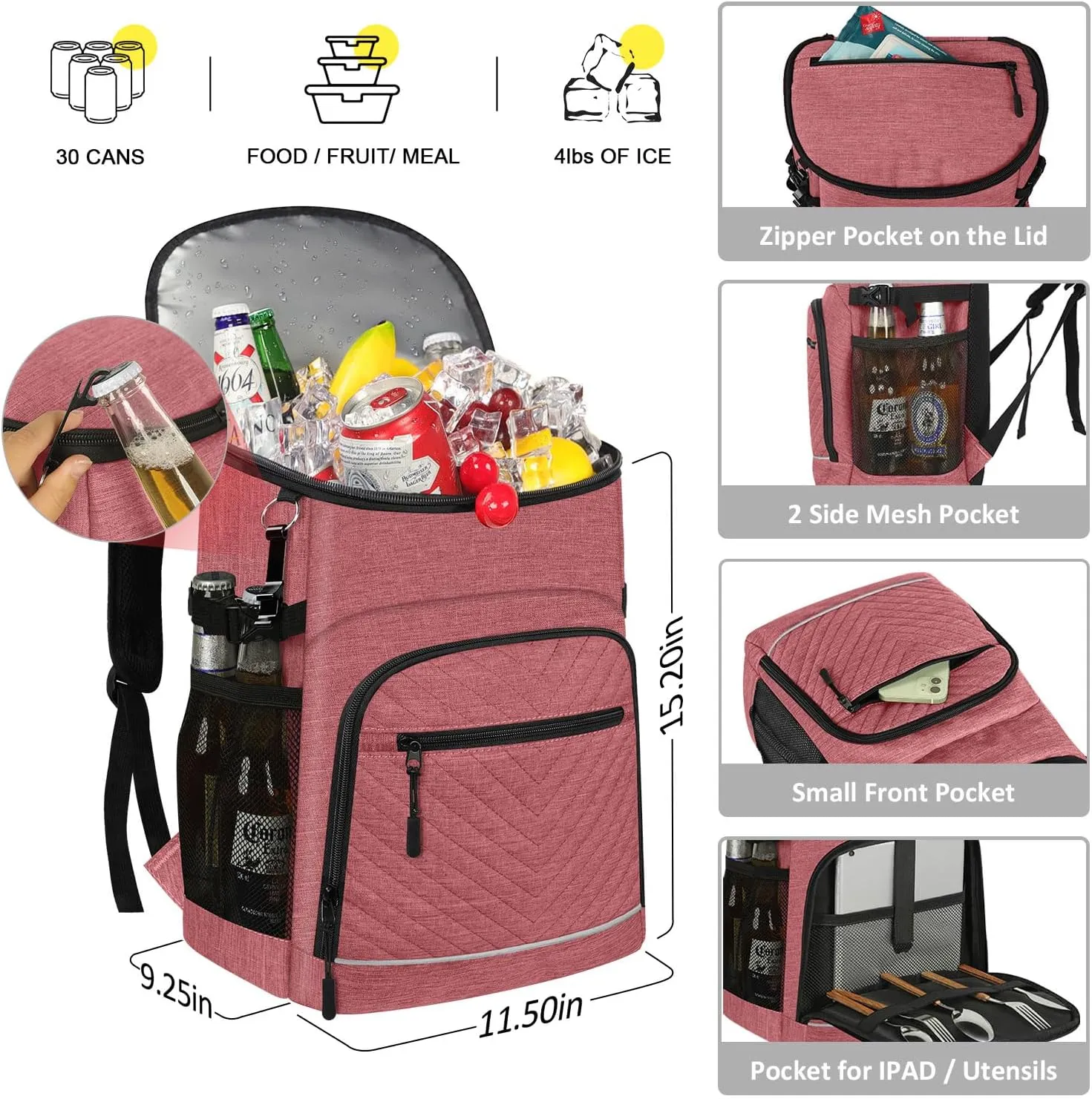 Cooler Backpack Insulated Leakproof Waterproof Backpack Cooler Bag 30/45 Cans, Large Capacity Lightweight Travel Camping Beach Backpack Cooler Ice Chest for Men and Women