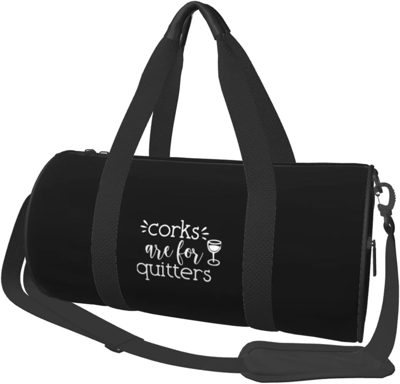 Corks are for Quitters Convertible Garment Bag with Shoulder Strap, Carry on Garment Duffel Bag for Men Women - Rolling Foldable for Travel Luggage Bags (Black)