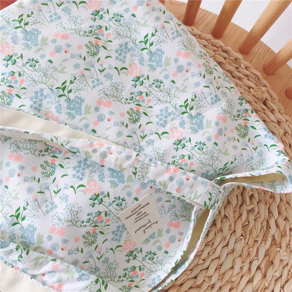 Cotton Canvas Tote Bag Reusable Soft Grocery Cloth Bag Floral Shoulder Bag for Beach Travel Shopping