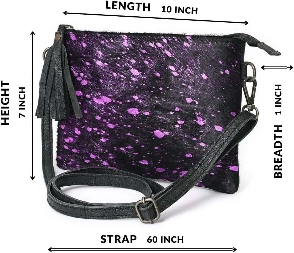 cowhide and hair on Pouch bag Genuine cowhide hair on small crossbody Bag with adjustable detachable strap