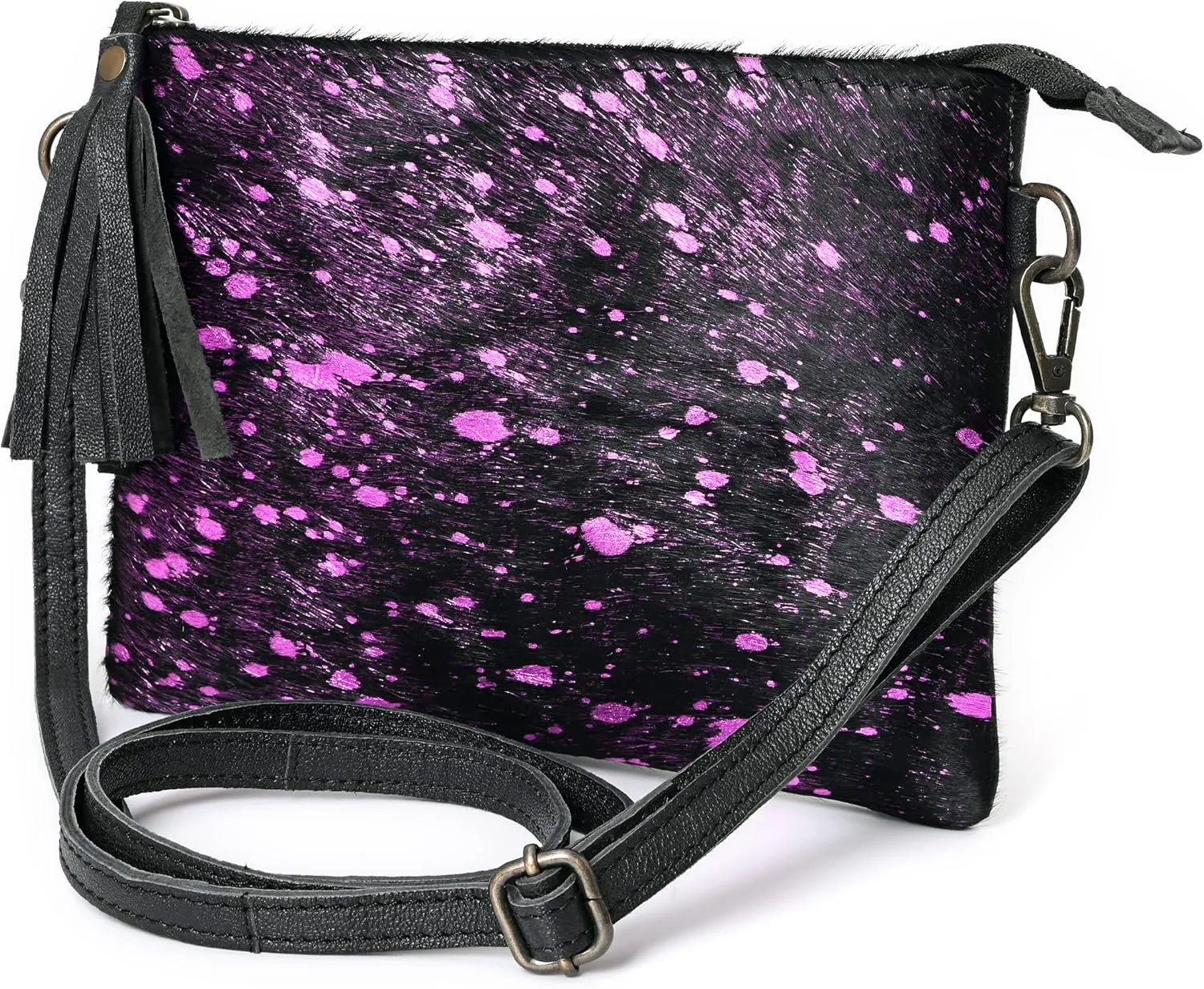 cowhide and hair on Pouch bag Genuine cowhide hair on small crossbody Bag with adjustable detachable strap