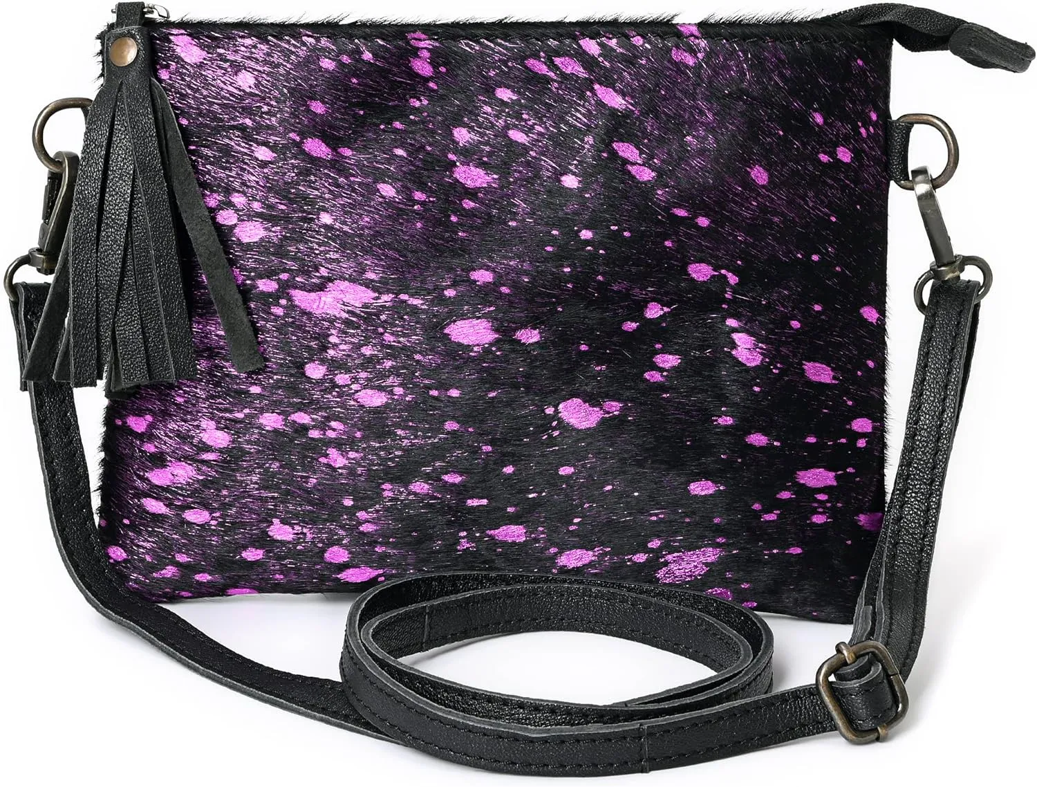 cowhide and hair on Pouch bag Genuine cowhide hair on small crossbody Bag with adjustable detachable strap
