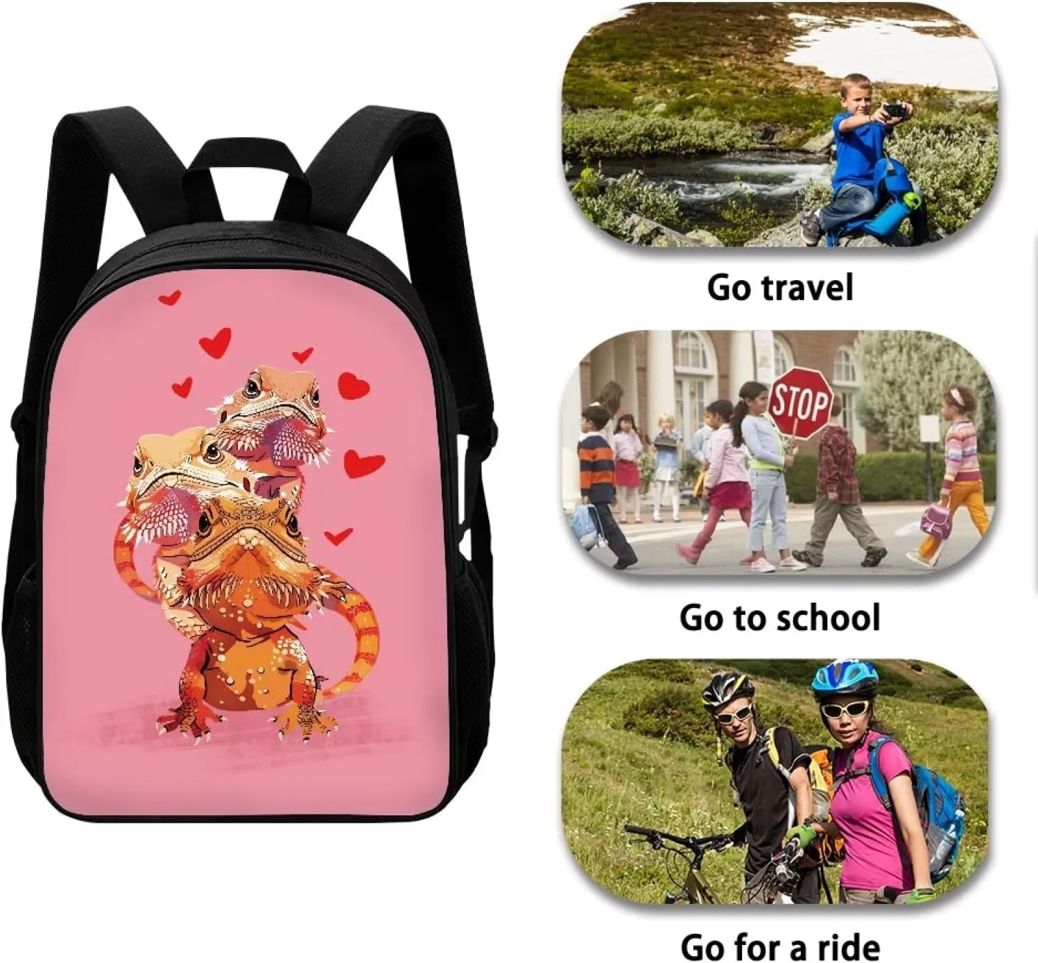 Cozeyat Cartoon Lizard Backpack for Girls Ages 8-10 Kids Backpack for Girls Elementary School Bags Children Bookbags Primary Kindergarten Backpacks Casual Rucksack Hiking Daypack