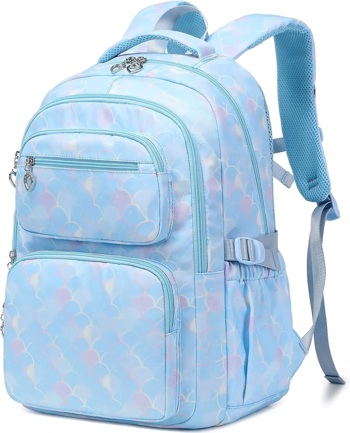 Createy 3Pcs Mermaid Backpack for Girls Backpacks Elementary Primary Middle School Bag Kids Backpack with Lunch Box Teen BookBags Set