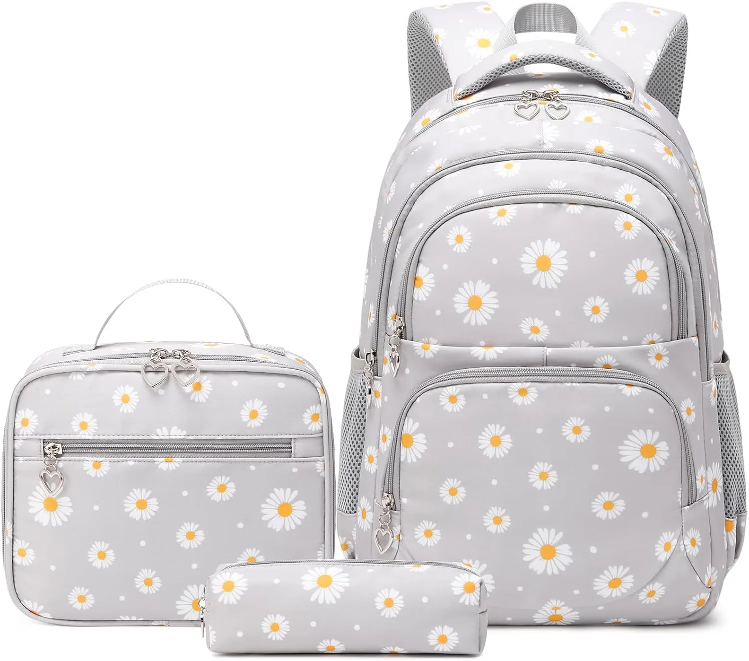 Createy Daisy Print Backpack for Girls with Lunch Box Lightweight Kids Backpack Primary Elementary Students Bookbags School Bags Set