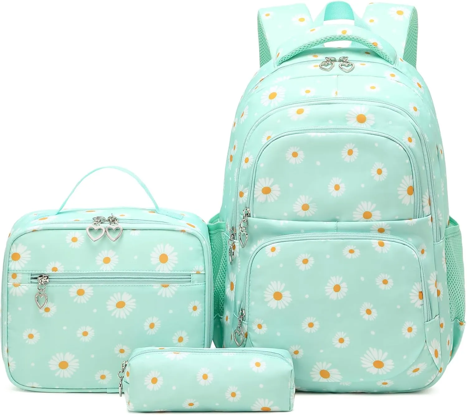 Createy Daisy Printed School Backpack for Girls Elementary Primary School Bag Teens Bookbags Kids Backpack Set