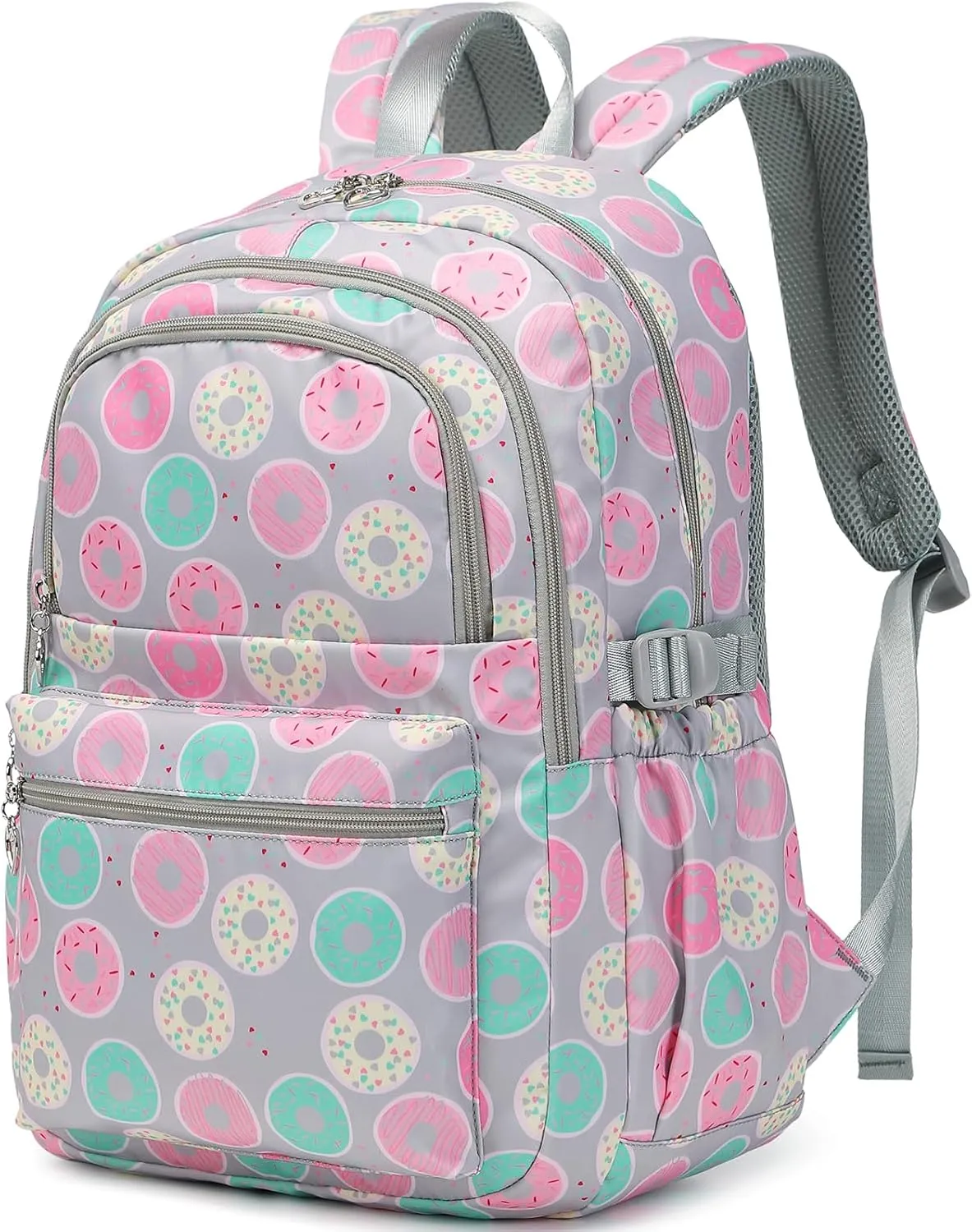 Createy Donut Prints Backpacks for Girls Kids School Backpack with Lunch Box Elementary Primary Middle School Bags BookBags Set