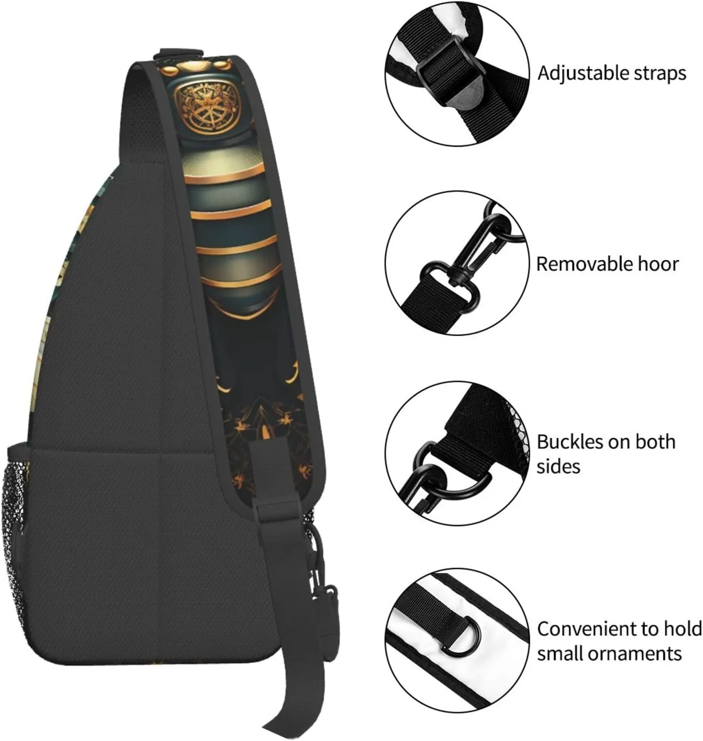 Crossbody Bag for Women Men Bee Illustration Chest Bag Crossbody Sling Bag Adjustable Shoulder Bag