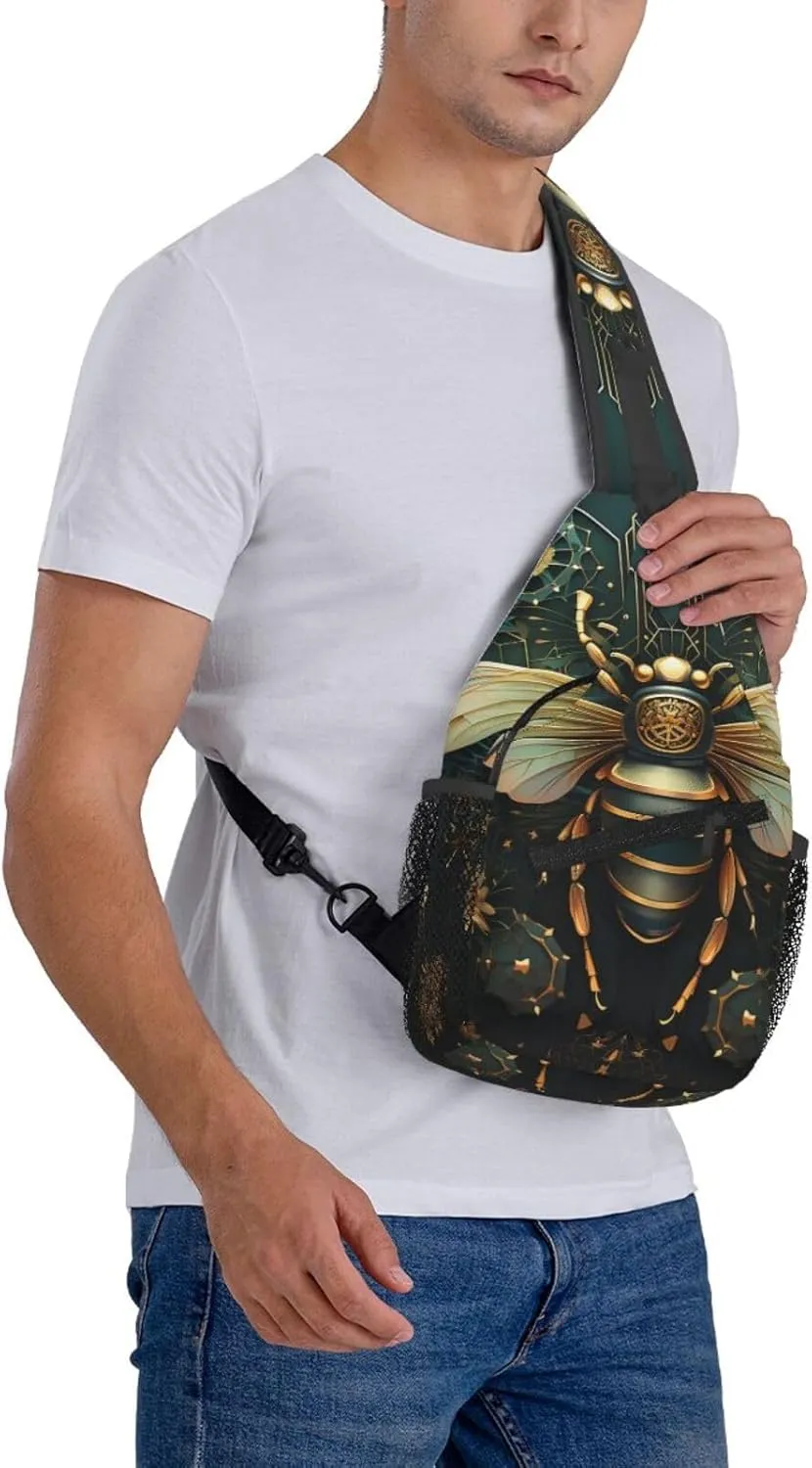Crossbody Bag for Women Men Bee Illustration Chest Bag Crossbody Sling Bag Adjustable Shoulder Bag