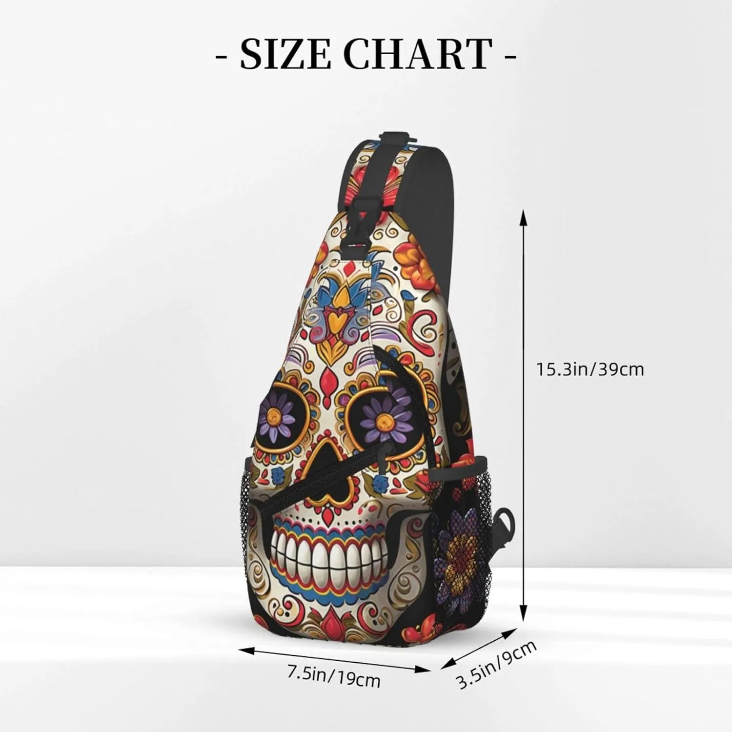 Crossbody Bag for Women Men Sugar Skulls_77992494 Chest Bag Crossbody Sling Bag Adjustable Shoulder Bag