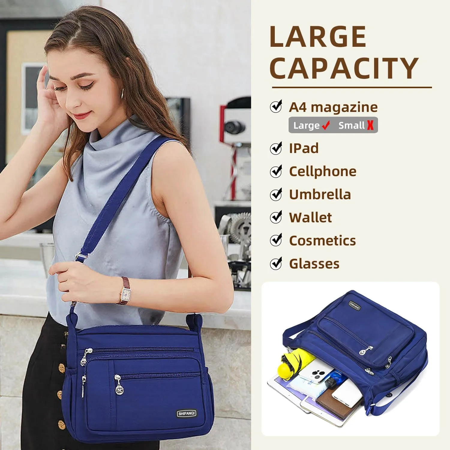 Crossbody Bag for Women,Multi Pockets Cross Body Purses for Women, Ladies Shoulder Bag, Travel Purses and Handbags