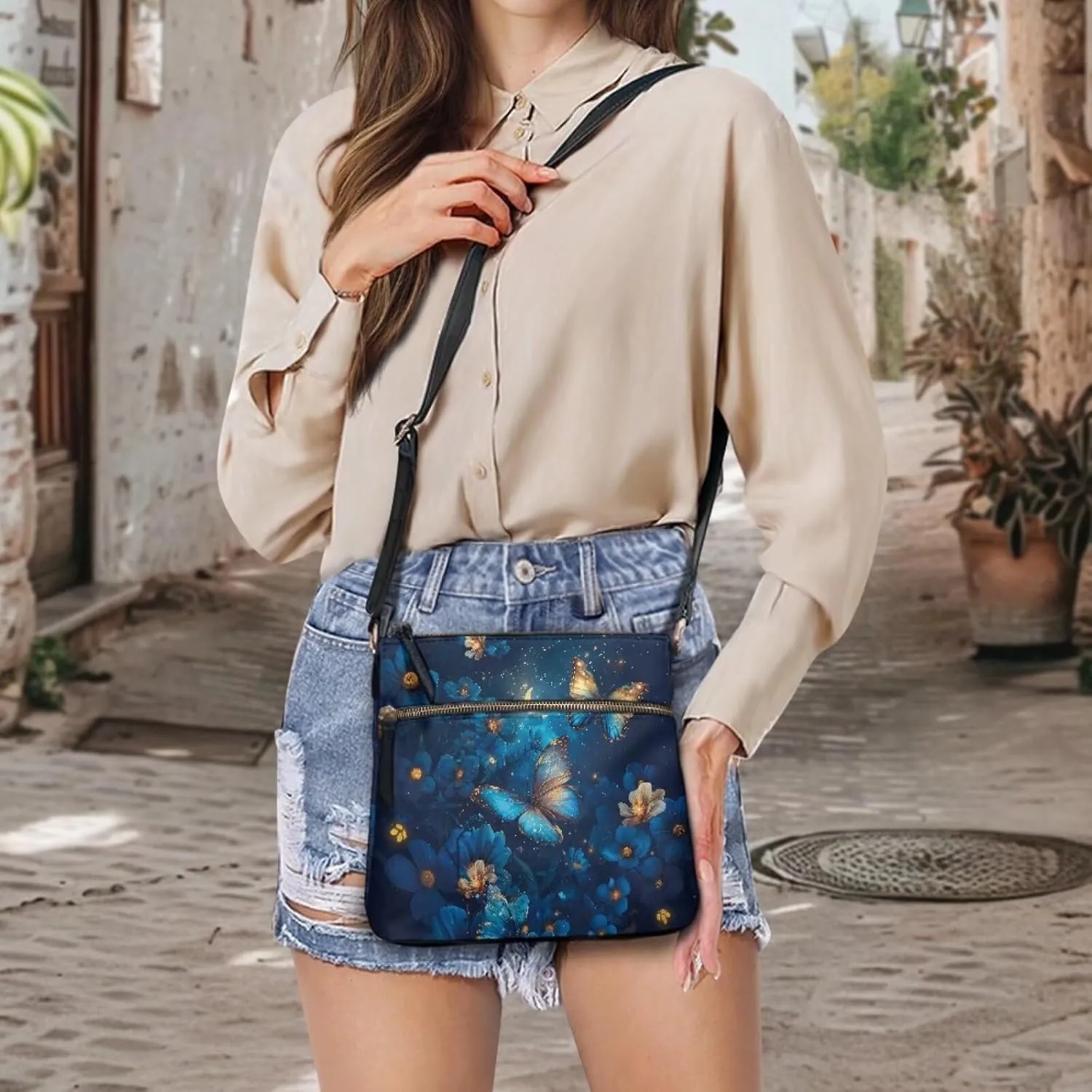 Crossbody Bag Purse Leather Women's Shoulder Handbags Multi Pocket Crossbody Purse with Adjustable Strap