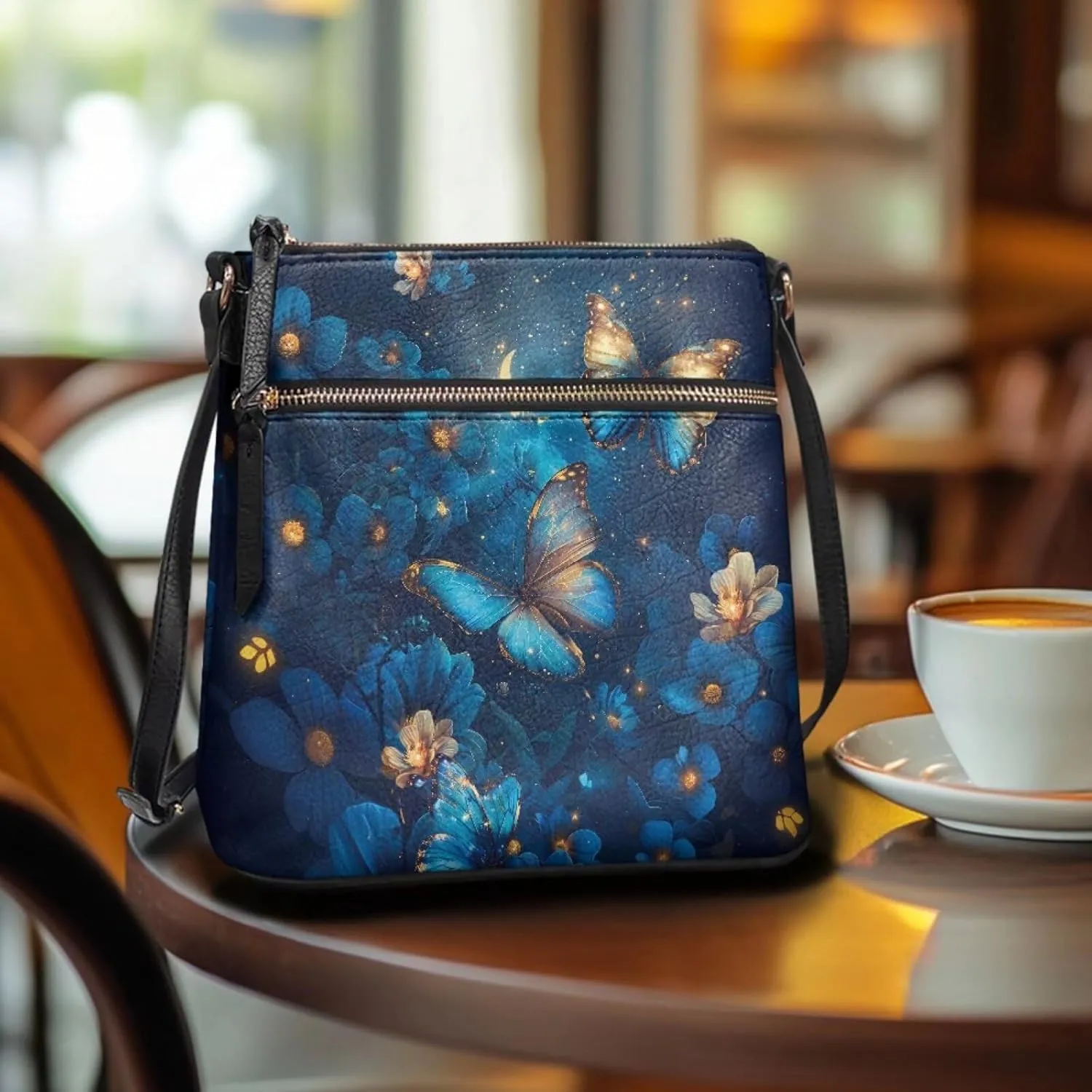 Crossbody Bag Purse Leather Women's Shoulder Handbags Multi Pocket Crossbody Purse with Adjustable Strap