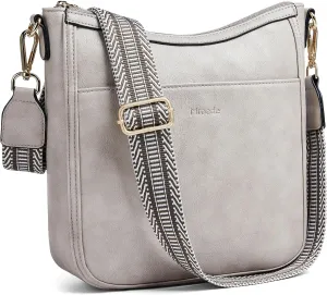 Crossbody Bags for Women Vegan Leather Hobo Purses Travel Shoulder Handbags with Detachable Wide Guitar Strap