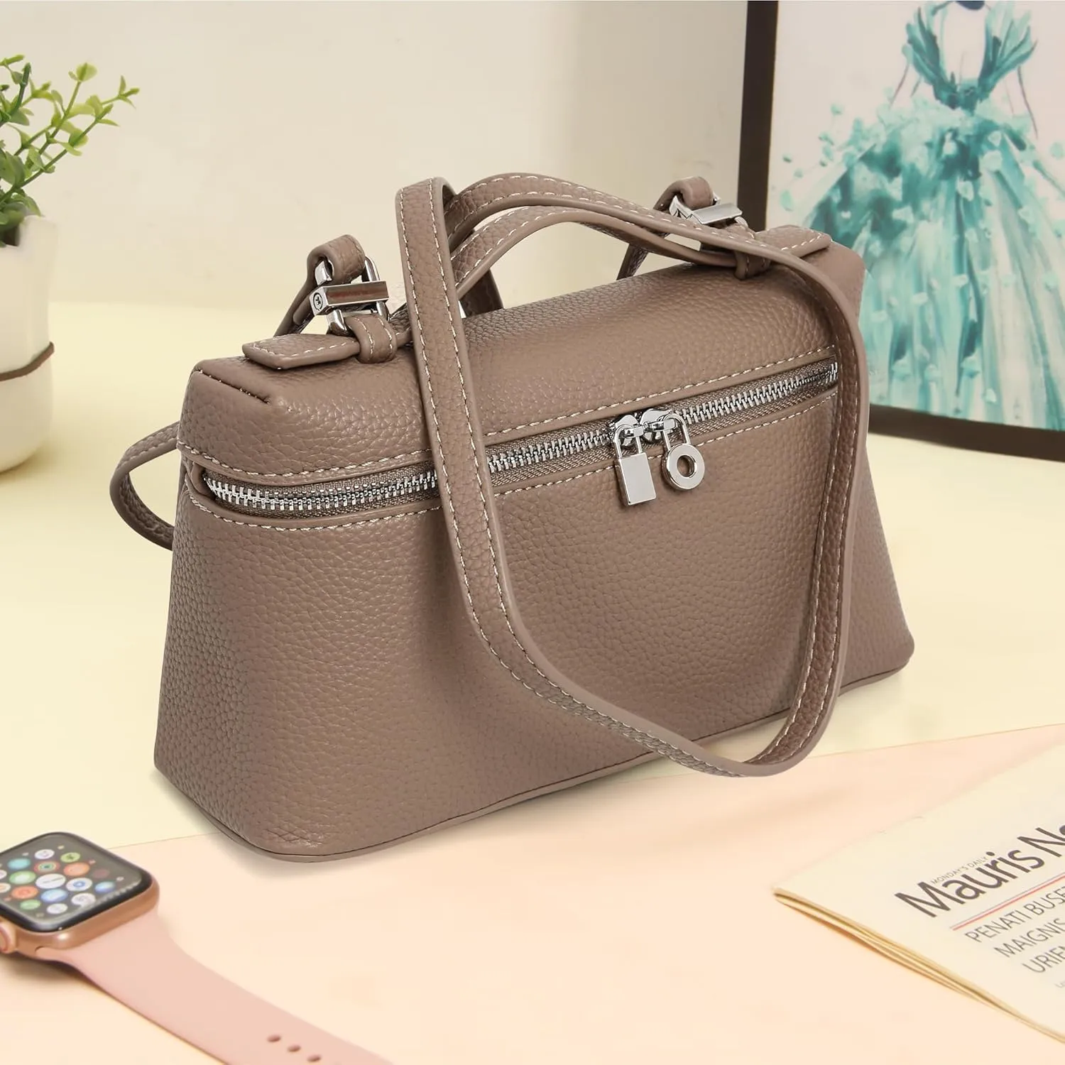 Crossbody Bags for Women,Small Top-Handle Pouch Purse Designer,Chic Handbags Shoulder Bag with Detachable Strap