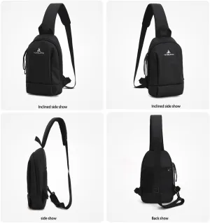 Crossbody Sling Backpack Sling Bag Travel Hiking Chest Bag Daypack (Black)