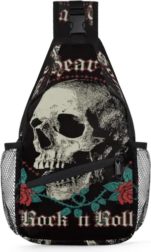 Crossbody Sling Bag for Women & Men, Rock Roll Skull Cross Body Bag,Fanny Pack Crossbody Small Sling Bag Shoulder Casual Daypack Backpacks for Traveling Hiking()