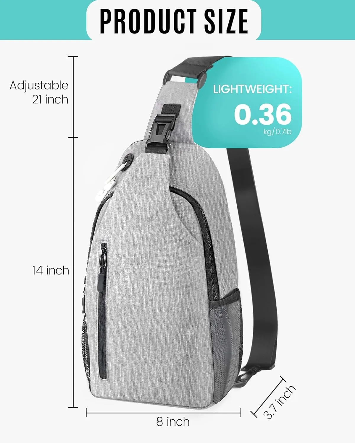 Crossbody Sling Bag for Women & Men, Waterproof Sling Backpack, Lightweight Shoulder Chest Bag for Hiking, Travel