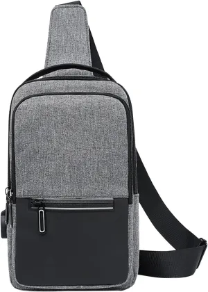 Crossbody Small Sling Backpack for Women Men Crossbody Bags with Adjustable Guitar Strap Classic Hiking Bag(Grey)