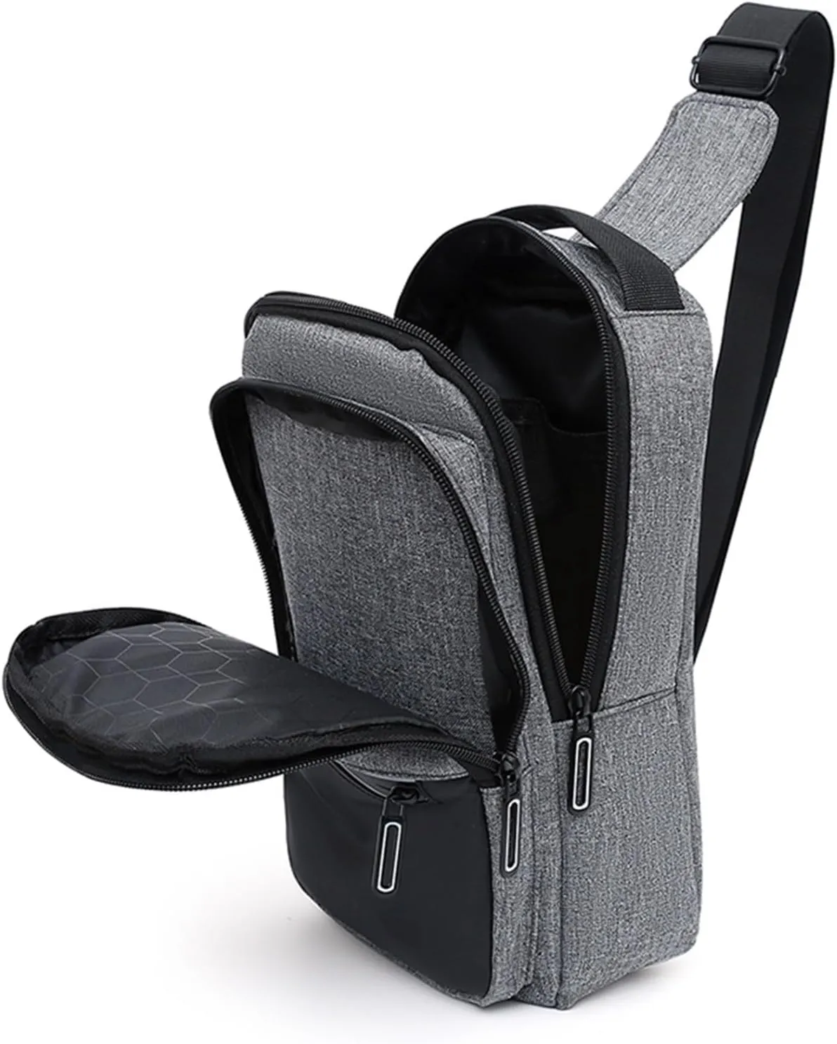 Crossbody Small Sling Backpack for Women Men Crossbody Bags with Adjustable Guitar Strap Classic Hiking Bag(Grey)
