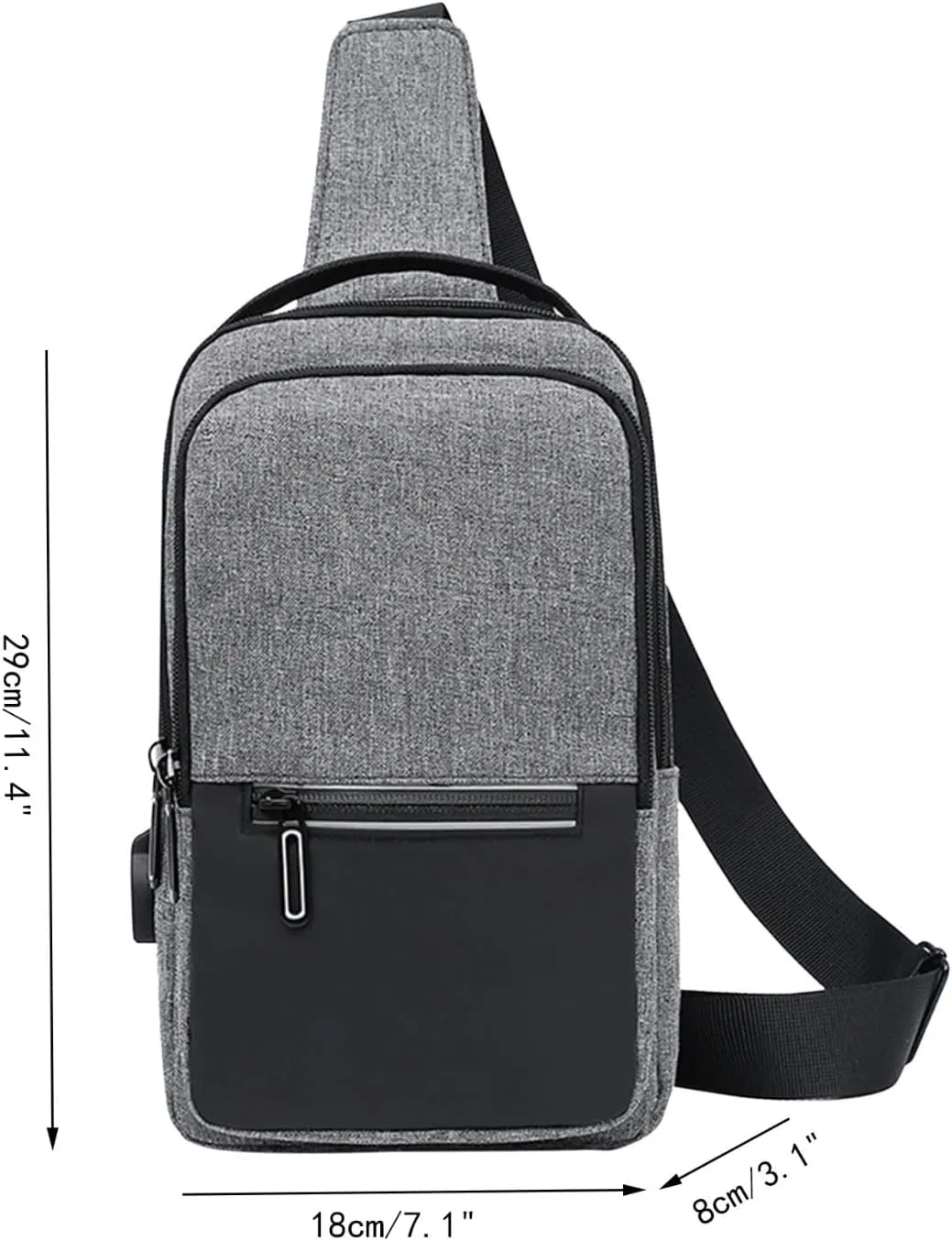 Crossbody Small Sling Backpack for Women Men Crossbody Bags with Adjustable Guitar Strap Classic Hiking Bag(Grey)